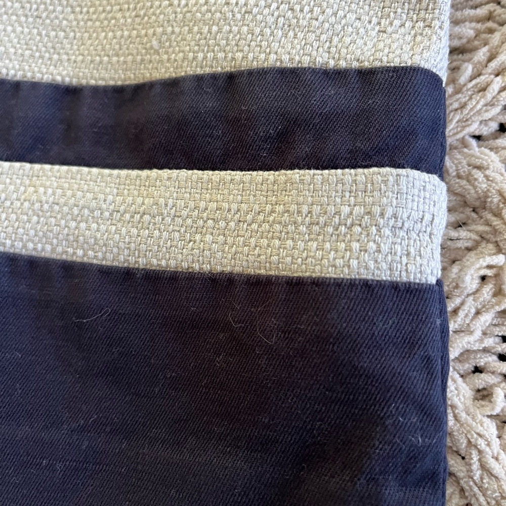 Ann Taylor LOFT Linen Blend Skirt Petite Size 6P Navy Oatmeal - Picture 2 of 9